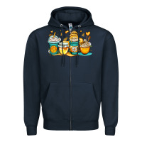 Navy honey bee coffee cups Zipper Hoodie - OliviaCreatesArt