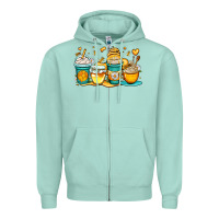 Seafoam honey bee coffee cups Zipper Hoodie - OliviaCreatesArt