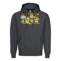Honey Bee Coffee Cups Zipper Hoodie | Teevron