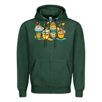 Sports Green honey bee coffee cups Zipper Hoodie - OliviaCreatesArt