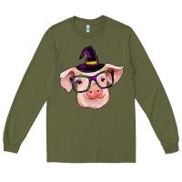 Army Green pig with halloween Long Sleeve Tee - RanaPortraitStore