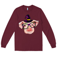 Burgundy pig with halloween Long Sleeve Tee - RanaPortraitStore