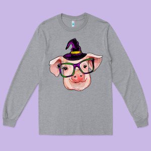 Pig With Halloween Long Sleeve Tee Designed By Ranaportraitstore