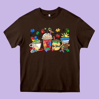 Autism Awareness Day Coffee Cups Heavy Core Tee Designed By Maliassmallbusiness