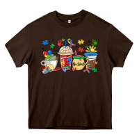 Chocolate Brown autism awareness day coffee cups Heavy Core Tee - MaliasSmallBusiness