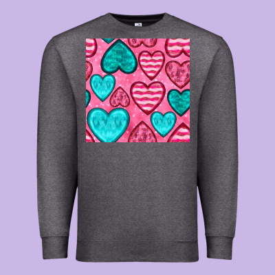 Valentines Day Hearts Seamless Pattern Premium Sweatshirt Designed By Bundleandbundleshop