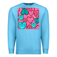 Ocean Blue valentines day hearts seamless pattern Premium Sweatshirt - BundleAndBundleShop