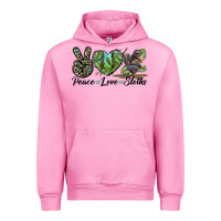 Fuchsia Pink Peace Love Sloths Urban Hoodie - LillyAllenDesigns