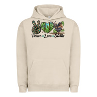 Pigment French Oak Peace Love Sloths Urban Hoodie - LillyAllenDesigns