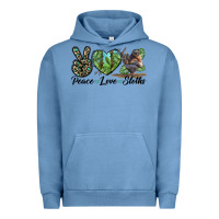 Pigment Pebble Blue Peace Love Sloths Urban Hoodie - LillyAllenDesigns