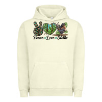 Pigment Pistachio Peace Love Sloths Urban Hoodie - LillyAllenDesigns