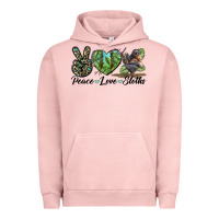 Pigment Salmon Peace Love Sloths Urban Hoodie - LillyAllenDesigns