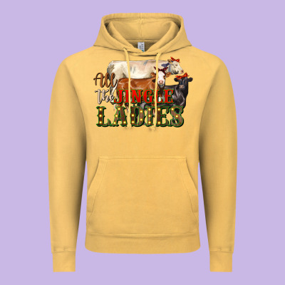 All The Jingle Ladies Christmas Cows Vintage Hoodie Designed By Lillyallendesigns