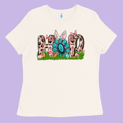 Hop Rabbit Ladies Tee Designed By Maliassmallbusiness