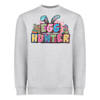 Heather Grey Egg hunter plate letters Easter Day Heavyweight Sweatshirt - HowdyJamesFarm