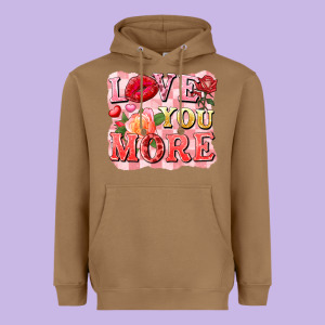 Love You More Heavyweight Hoodie Designed By Fadigitalartstudio