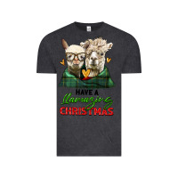 Vintage Black have a llamazing christmas alpaca head Vintage Tee - LillyAllenDesigns