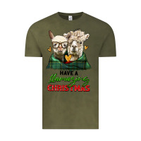 Vintage Olive have a llamazing christmas alpaca head Vintage Tee - LillyAllenDesigns
