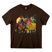 Chocolate Brown livin the rural life Heavy Core Tee - MaliasSmallBusiness