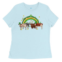 Baby Blue cow st patrick days Ladies Tee - MaliasSmallBusiness