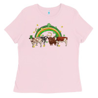 Bubblegum Pink cow st patrick days Ladies Tee - MaliasSmallBusiness