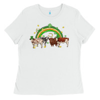 White cow st patrick days Ladies Tee - MaliasSmallBusiness