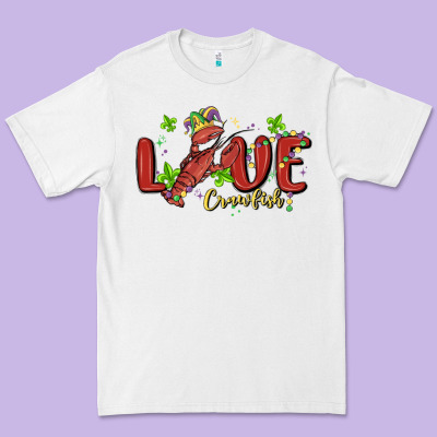 Mardi Gras Love Crawfish Premium Tee Designed By Maliassmallbusiness
