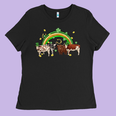 Cow St Patrick Days Ladies Tee Designed By Maliassmallbusiness
