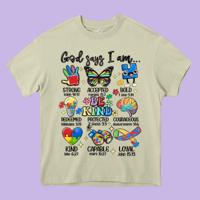 God Says  Am Autism Heavy Core Tee Designed By Maliassmallbusiness