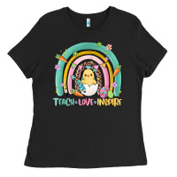 Black teach love inspire rainbow Ladies Tee - MaliasSmallBusiness