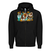 Black horses coffee cups Zipper Hoodie - OliviaCreatesArt