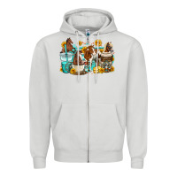 Dove Grey horses coffee cups Zipper Hoodie - OliviaCreatesArt
