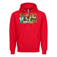 Red horses coffee cups Zipper Hoodie - OliviaCreatesArt
