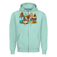 Seafoam horses coffee cups Zipper Hoodie - OliviaCreatesArt