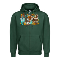 Sports Green horses coffee cups Zipper Hoodie - OliviaCreatesArt