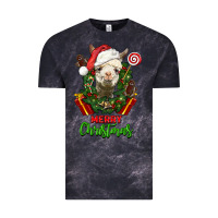 Cloud Black merry christmas alpaca face Vintage Tee - LillyAllenDesigns