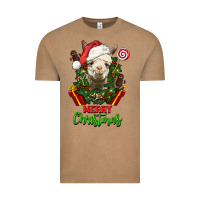 Vintage Coffee merry christmas alpaca face Vintage Tee - LillyAllenDesigns