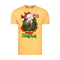 Vintage Mustard merry christmas alpaca face Vintage Tee - LillyAllenDesigns