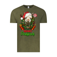 Vintage Olive merry christmas alpaca face Vintage Tee - LillyAllenDesigns