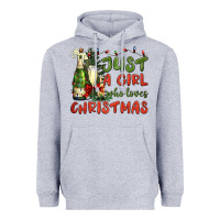 Heather Grey just a girl who loves christmas Heavyweight Hoodie - BundleAndBundleShop