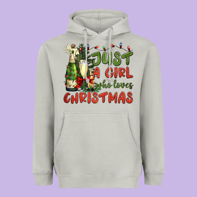 Just A Girl Who Loves Christmas Heavyweight Hoodie Designed By Bundleandbundleshop