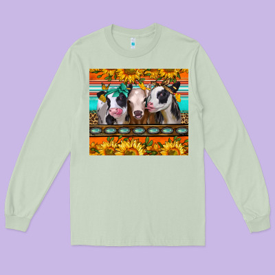 Heifers And Sunflowers Long Sleeve Tee Designed By Jasminsmagicworld
