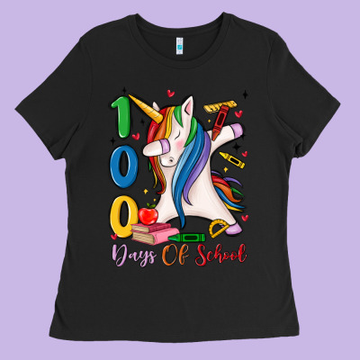 100 Days Of School Ladies Tee Designed By Maliassmallbusiness