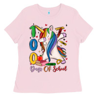 Bubblegum Pink 100 days of school Ladies Tee - MaliasSmallBusiness