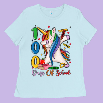 100 Days Of School Ladies Tee Designed By Maliassmallbusiness