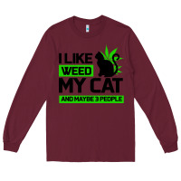Burgundy Cat Weed I Like My Cat Gift Long Sleeve Tee - Bettercallsaul