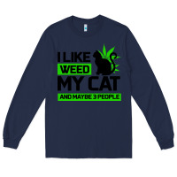 Navy Cat Weed I Like My Cat Gift Long Sleeve Tee - Bettercallsaul