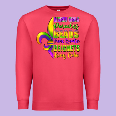 Mardi Gras Parades Beads French Quarter Beignets Premium Sweatshirt Designed By Fadigitalartstudio