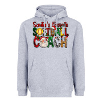 Heather Grey Santa's Favorite Softball Coach For Christmas Heavyweight Hoodie - FaDigitalArtStudio