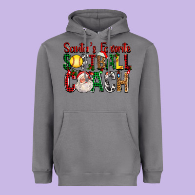 Santa's Favorite Softball Coach For Christmas Heavyweight Hoodie Designed By Fadigitalartstudio